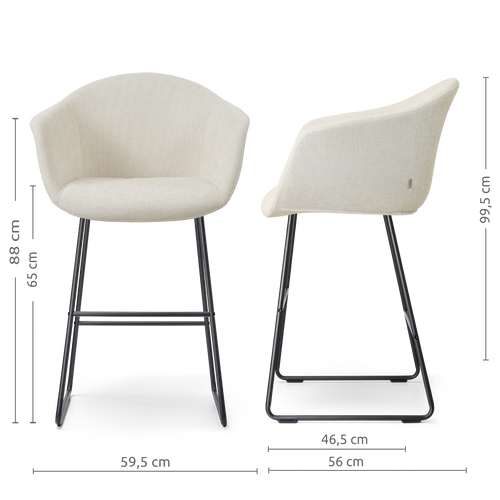 Nolon Nino-Otis Barkruk Cotton Beige - met Armleuning - Zwart - 65 cm - vtwonen shop