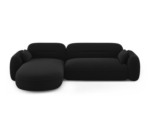 Cosmopolitan Design Modulaire hoekbank links Sydney 4-zits, flueel, zwart - 165x275x70cm
