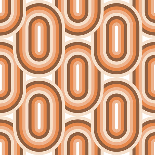 ESTAhome behang retro ornamenten oranje en bruin - 50 x 900 cm - 130983 - vtwonen shop