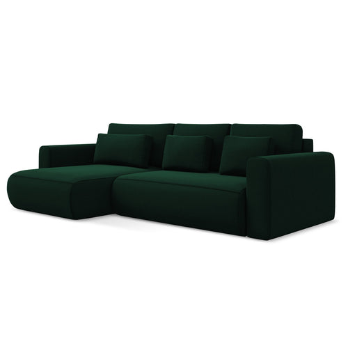 LaMiaSofa hoekbank links Perugia - velours - flessengroen - 278x149x82