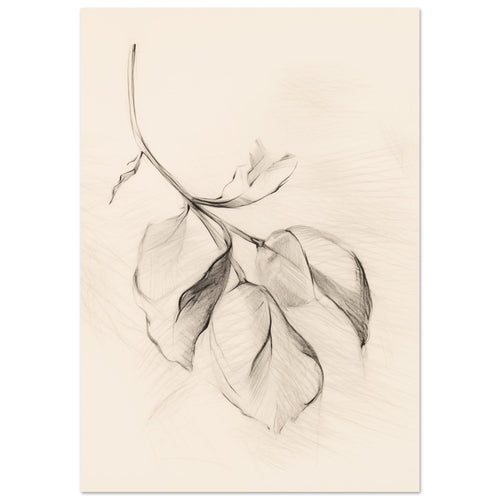 Artfulprints Poster Botanical branch   - A4 21x29.7 cm - Zwart / Wit