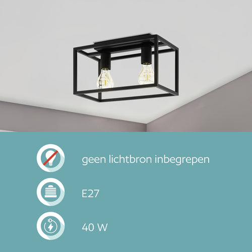 EGLO plafondlamp Eldrick - e27 - 40 cm - zwart