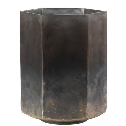 J-Line windlicht Zeshoek - glas - grijs - large