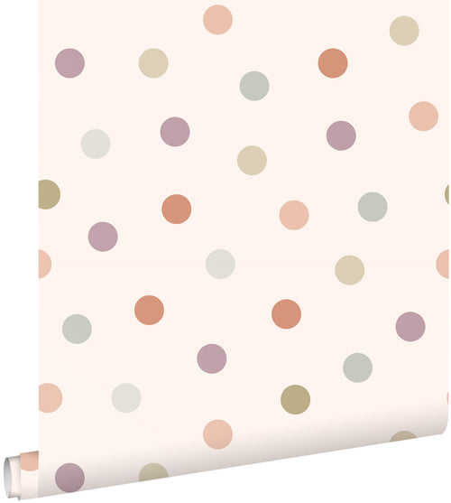 ESTAhome behang stip roze en meerkleurig - 50 x 900 cm - 131624