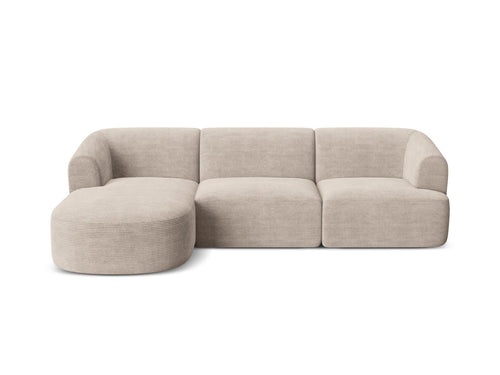 Cosmopolitan Design Modulaire hoekbank links Campi 4-zits, ribfluwelen cappuccino - 156x256x70cm