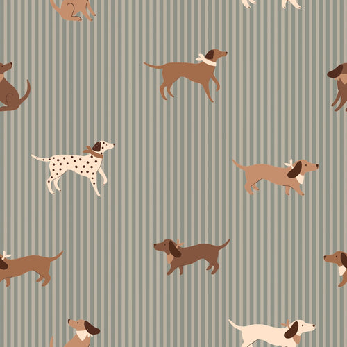 ESTAhome behang honden vergrijsd blauw - 50 x 900 cm - 131904