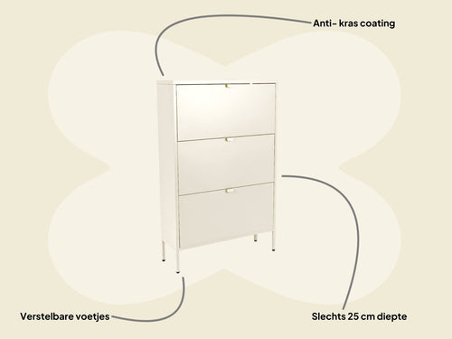 MaximaVida metalen locker schoenenkast Finn 25 x 80 x 125 cm ivoor