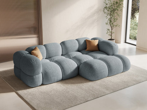 Cosmopolitan Design rechter hoekbank Loretto 3-zits, structurele stof pastelblauw - 147x250x68cm