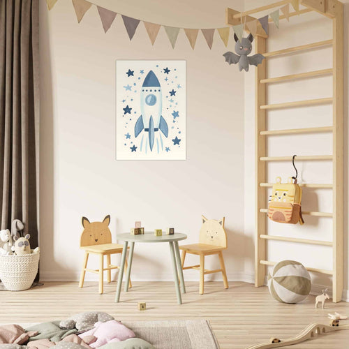 Artfulprints Poster Avontuurlijke ruimtevaart   - 70x100 cm - Blauw