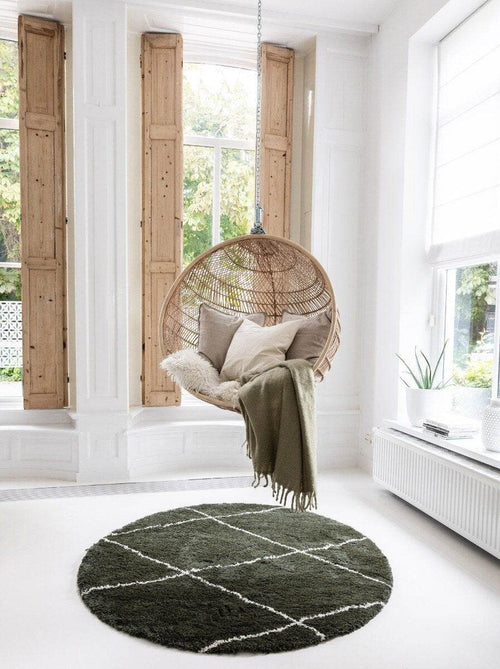 Interieur05 Berber Rond vloerkleed hoogpolig Groen/Cream - scandinavisch - nea - 160 x 160 cm - vtwonen shop