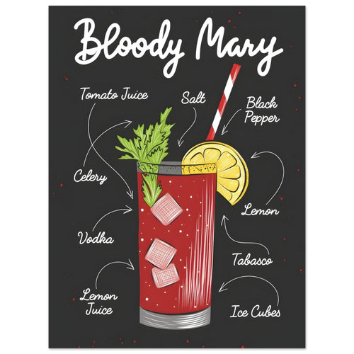 Artfulprints  Bloody Mary cocktail – Illustratie   poster 30x40 cm - vtwonen shop