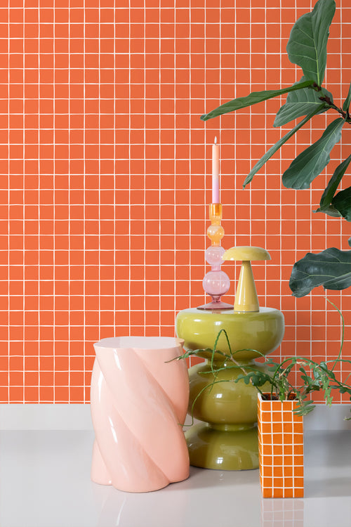 ESTAhome behang geblokt motief oranje - 50 x 900 cm - 131270 - vtwonen shop