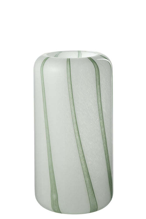 J-Line vaas Mimi - glas - wit/groen - large - 32 cm hoog - vtwonen shop
