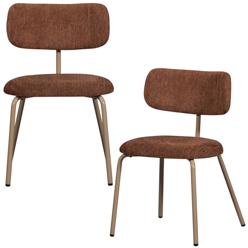 WOOOD eetkamerstoelen Travis - Polyester - Bruin - Set van 2