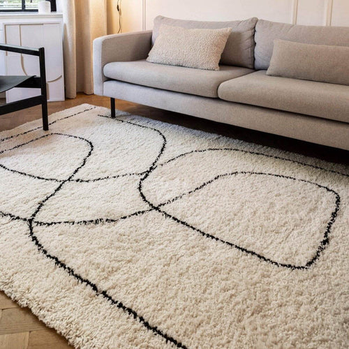 Interieur05 Hoogpolig Vloerkeed Lines wit