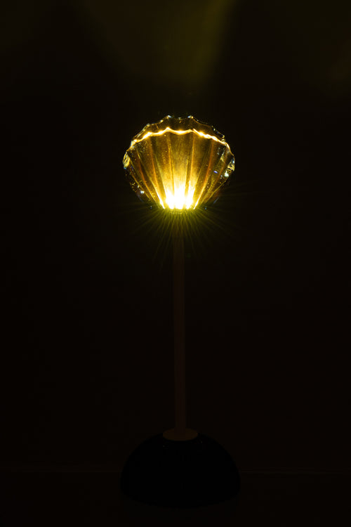 J-Line lamp Shell - ijzer - blauw/wit - small - LED lichtjes