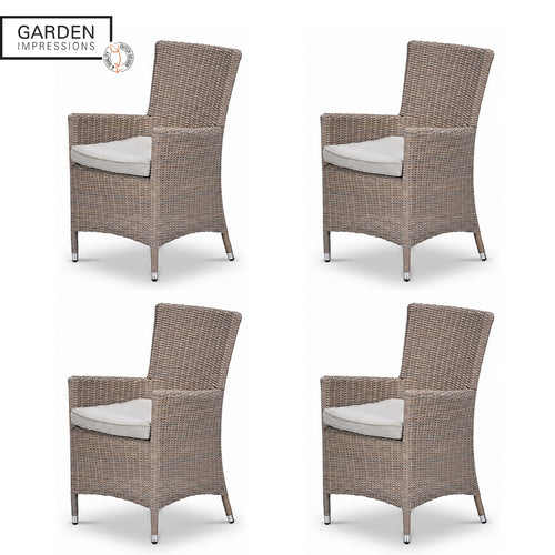 Garden Impressions Costa tuinstoelen set van 4 wicker met kussen