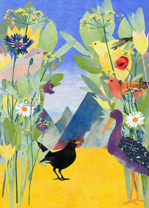 Komar fotobehang bloemen en vogels multicolor - 200 x 280 cm - 610831