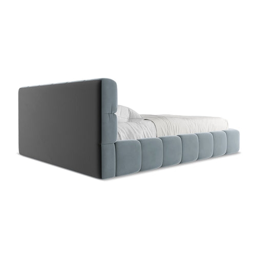 LaMiaSofa Bed met opbergruimte Roma - velours - lichtblauw - 180x228x82