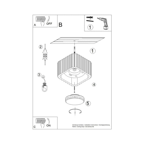 Sollux Lighting Plafondlamp RIFF 1 rood Gx53 - 10x10x6cm