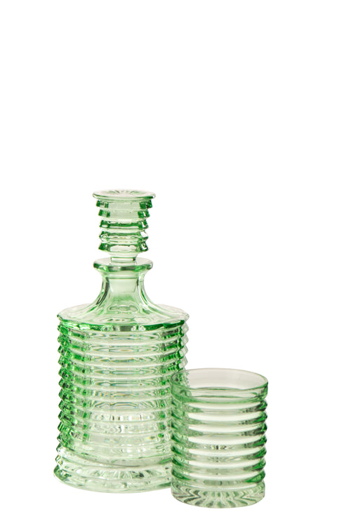 J-Line karaf Geribbeld - glas - lichtgroen