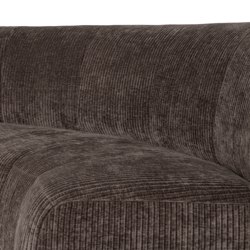 WOOOD eetbank halfronde hoek rugleuning Mojo Base - Rib - Bruin - 83x152x76