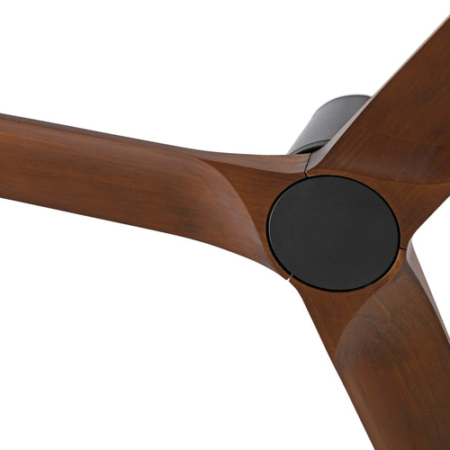 Faro Heywood Tub Kleine plafondventilator met 3 bladen, matzwart, walnoot, Tuya Smart System