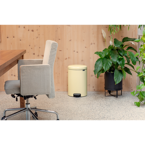 Brabantia NewIcon Pedaalemmer, 12 liter, kunststof binnenemmer - Mellow Yellow