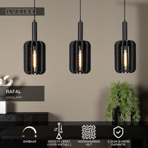 Lucide hanglamp RAFAL - 3xE27 - Grijs