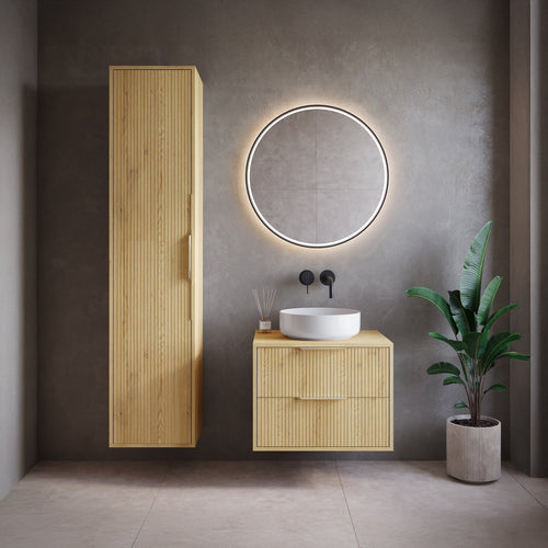 Badplaats Badkamerkast Rimini 38 x 33 x 170 cm – Eiken – Hangende Kolomkast met 1 Deur
