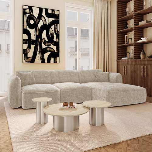 Premium Interiors - Rechthoekige hoekbank LOMI - gewaafd fluweel mol 272cm