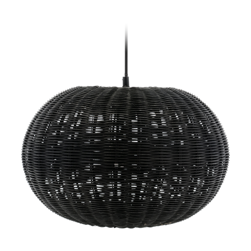 Villa Collection Werna rattan hanglamp zwart - 40,5 x 25 cm