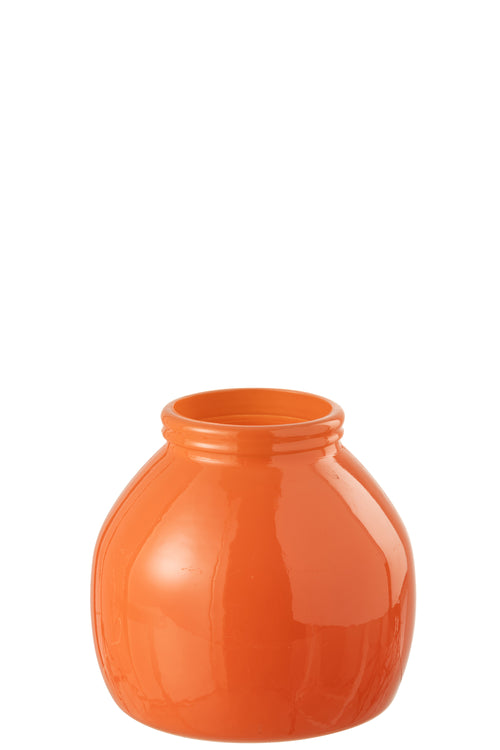 J-Line vaas - glas - oranje - small - Ø 21 cm