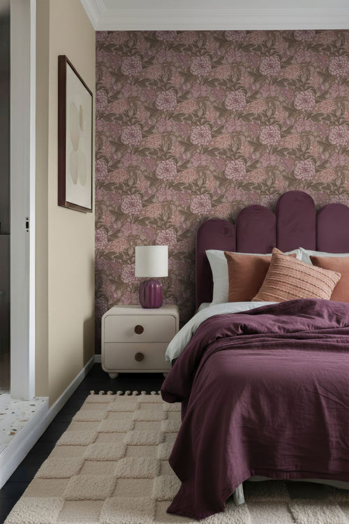 ESTAhome behang vintage bloemen mauve paars - 50 x 900 cm - 131850