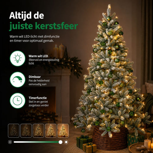Black Box Trees Nagoya Kerstboom met LED Verlichting - Kerstversiering voor Binnen met Besneeuwd Uiterlijk - Kunstboom met Scharnierconstructie en
