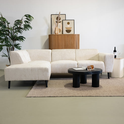 Giga Meubel Hoekbank Turin 3-zits Links - Stof/Hout - Beige