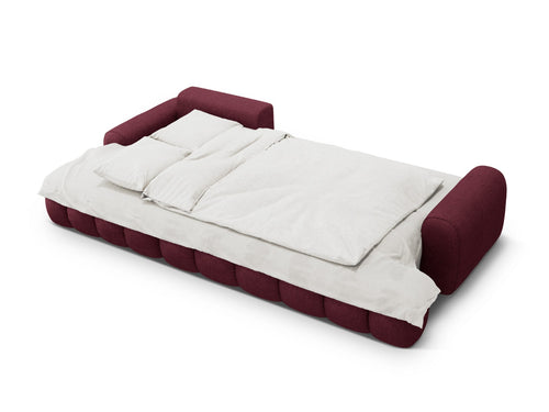 Cosmopolitan Design Uitklapbare hoekbank links met opbergdoos Linz 3-zits, structurele stof bordeaux - 142x275x84cm