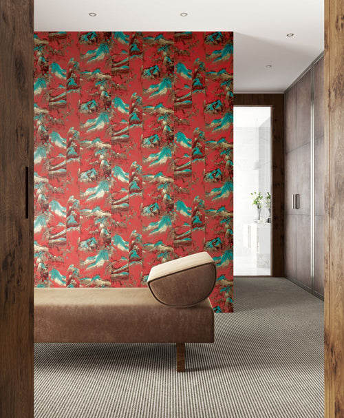 Masureel behang berglandschap met bomen rood - 53 cm x 10.05 m - 630657 - vtwonen shop