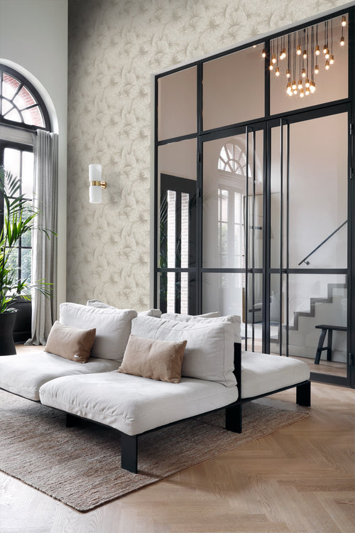 Origin Wallcoverings behang 3D-motief bladeren taupe - 53 cm x 10.05 m - 348007 - vtwonen shop