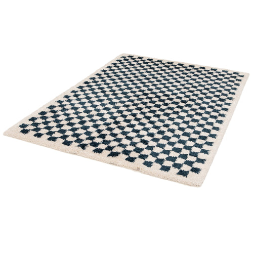 AFK Living vloerkleed  Checkers - shaggy - blauw - 080x150 cm