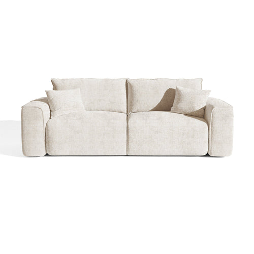 Premium Interiors - Snel uitklapbare slaapbank COMO - zacht aanvoelende geweven stof crème 216cm