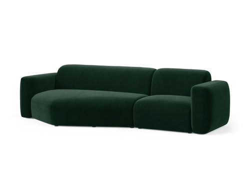 Cosmopolitan Design Modulaire hoekbank links Strino 3-zits, flueel flessengroen - 136x308x78cm
