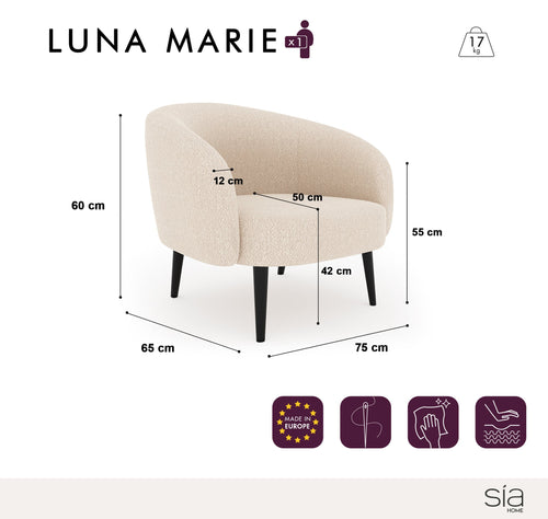 Sia Home - Fauteuils Luna Marie - Fluwelen stof - Taupe beige - 75cm - vtwonen shop