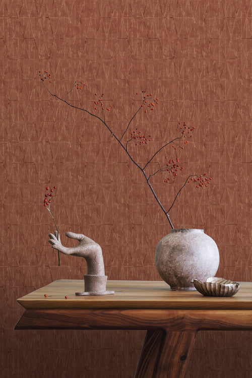 ESTAhome behang grafische lijnen terracotta bruin - 50 x 900 cm - 131415 - vtwonen shop