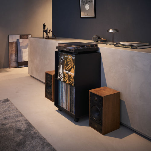 Yamazaki Tower Platenkast 2-laags op wielen - Zwart