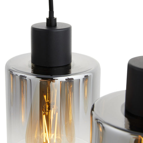 Lighto | Design hanglamp zwart met smoke glas 6-lichts | Nala