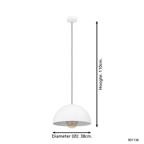 EGLO hanglamp Gaetano - e27 - 1 lichts - ø38cm - wit - vtwonen shop