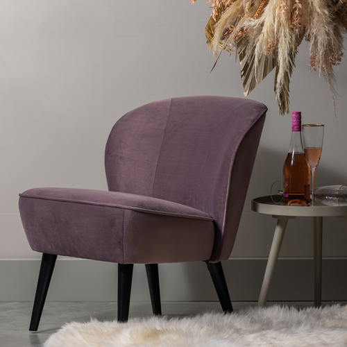 WOOOD fauteuil Sara - Velvet - Warm Lila - 59x71x70 - vtwonen shop