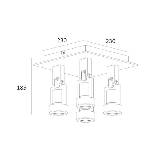 Artdelight Plafondlamp Tech 4L - Wit