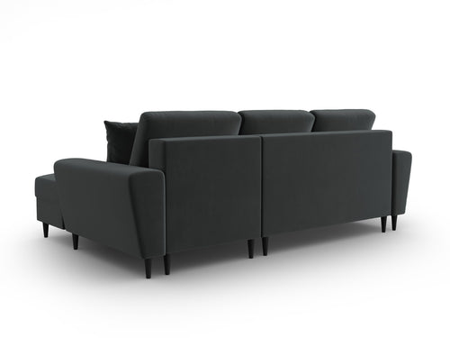 Cosmopolitan Design Converteerbare hoekbank rechts met opbergdoos Kyoto 4-zits, flueel donkergrijs - 145x241x88cm